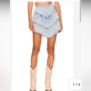 MOTHER Light Blue Denim Mini Skirt